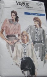 7100 EASY VOGUE LOOSE FIT PLEATS TUCKS SHORT - LONG SLEEVE BLOUSE PATTERN 10; 12 choice